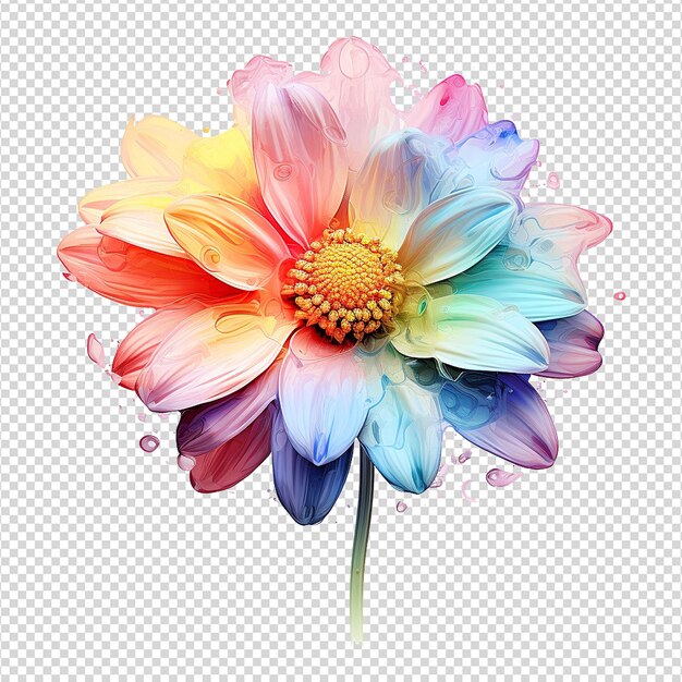 PSD une fleur colorée isolée sur un fond transparent png