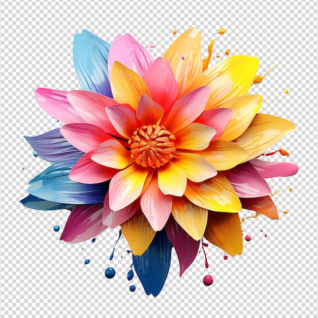 PSD une fleur colorée isolée sur un fond transparent png