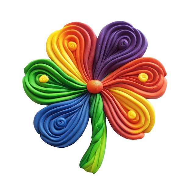 PSD une fleur colorée avec une queue de couleur arc-en-ciel