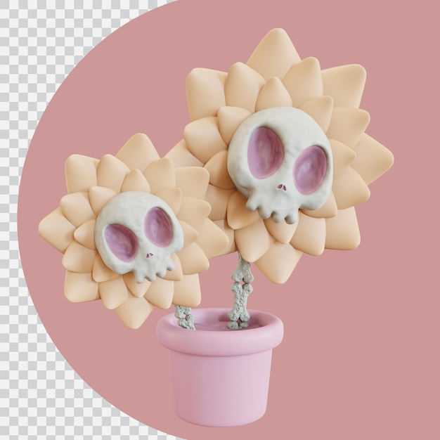 Fleur De Crâne En 3d