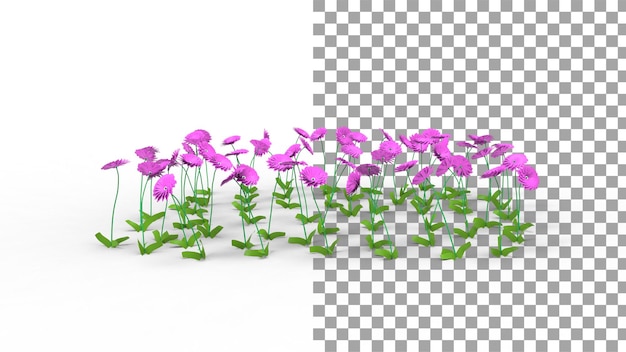 Fleur de dahlia rose avec rendu 3d de l'ombre