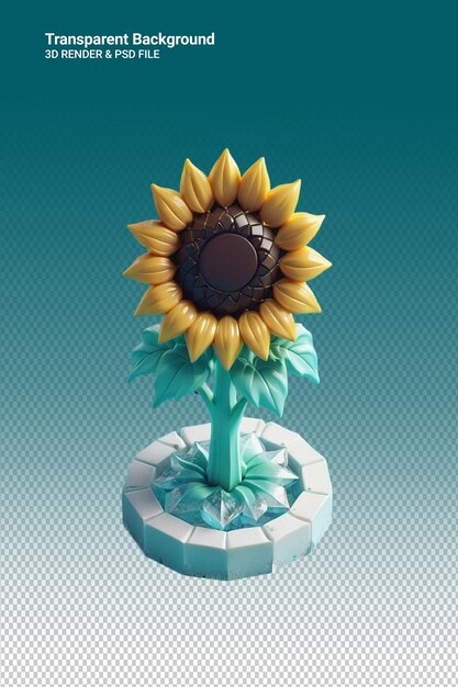 PSD une fleur dans un vase qui dit soleil sur le fond