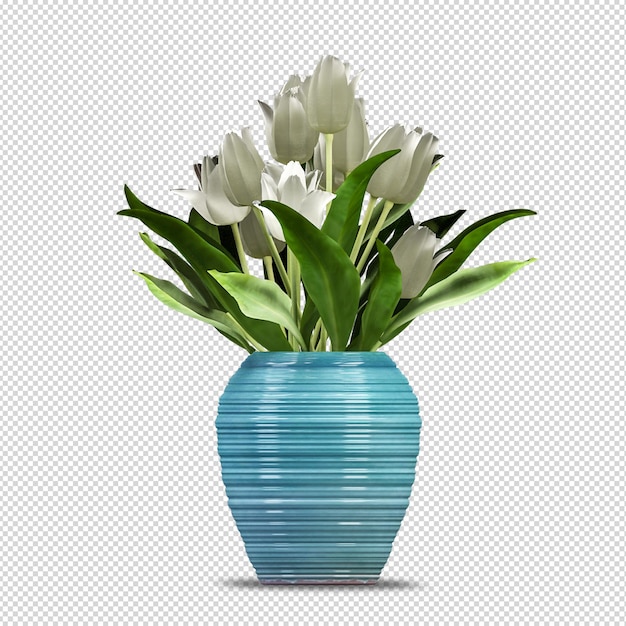 Fleur Dans Un Vase En Rendu 3d Isolé