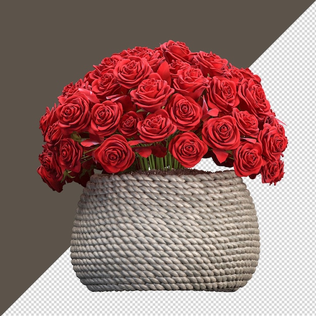 Fleur dans un vase en rendu 3d isolé