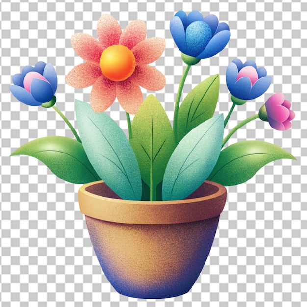 PSD une fleur de dessin animé dans un pot