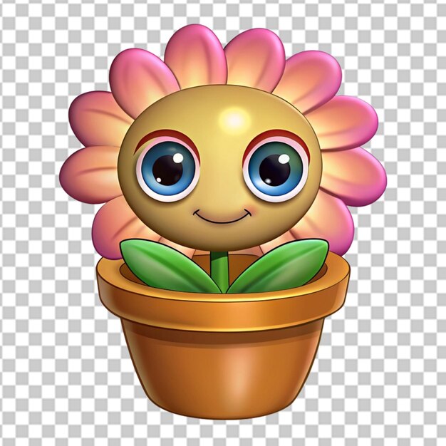 PSD une fleur de dessin animé dans un pot