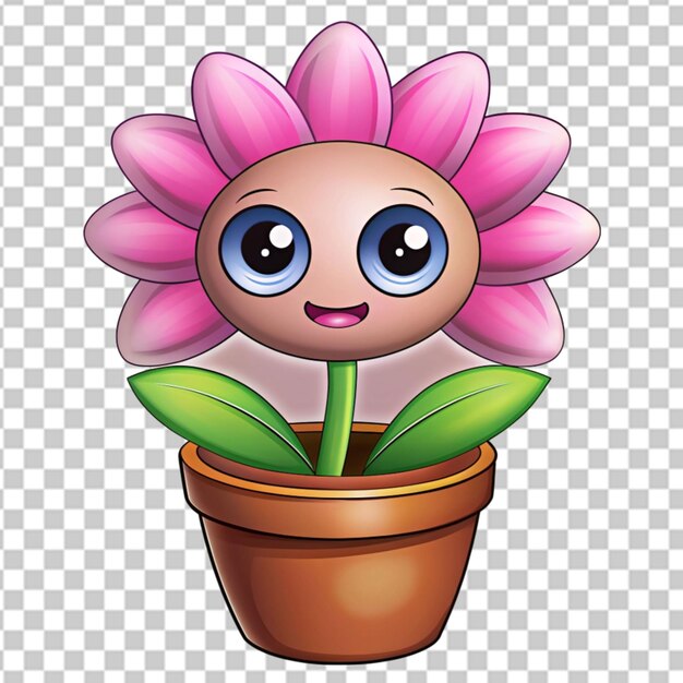 PSD une fleur de dessin animé dans un pot