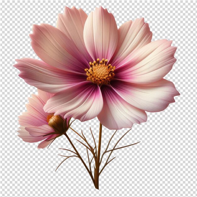 PSD une fleur avec une fleur rose et blanche sur un fond transparent