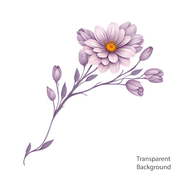 fleur en fleurs branche aquarelle illustration fond transparent