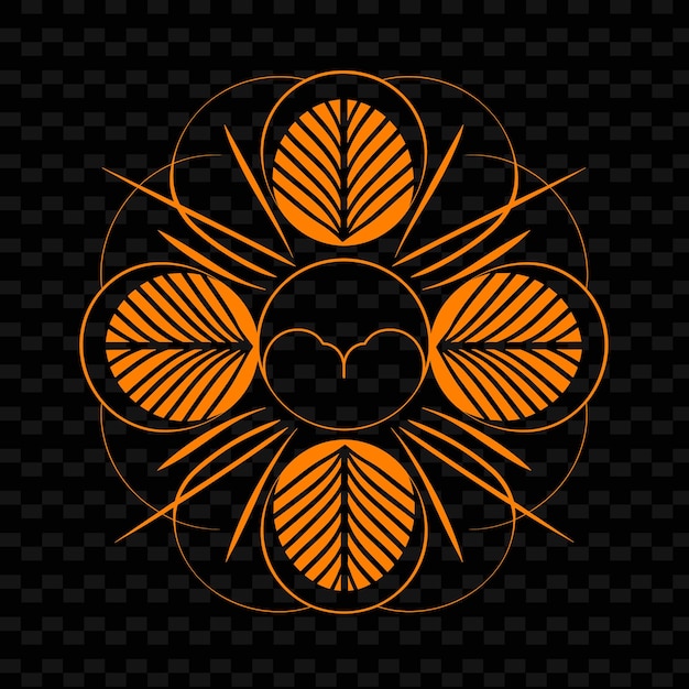 PSD une fleur sur un fond noir avec un motif de feuilles et de fleurs