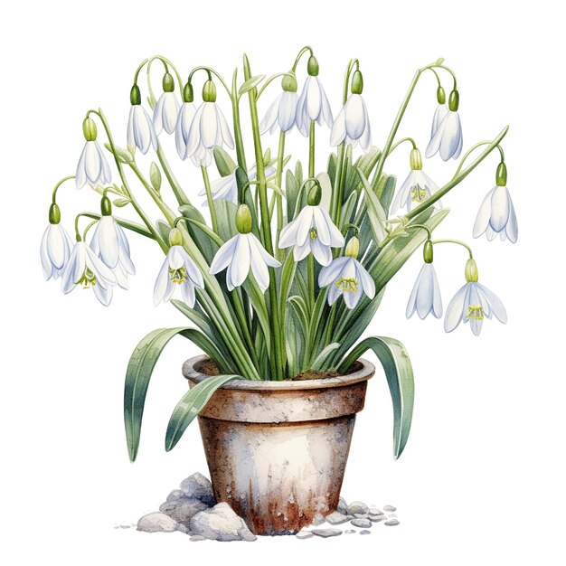 PSD fleur de groseille de neige pour noël événement d'aquarelle style ai généré