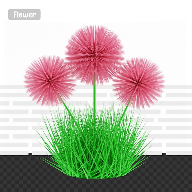 Fleur d'herbe verte de rendu 3D