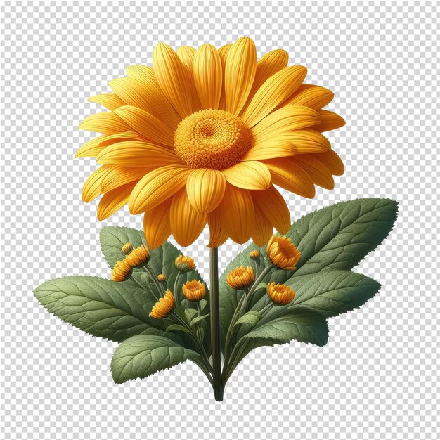 PSD une fleur jaune avec le mot soleil dessus