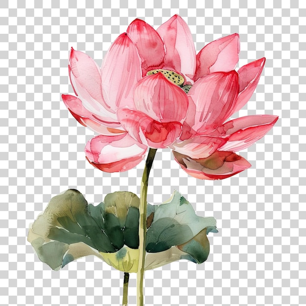 Fleur De Lotus En Aquarelle Isolée Sur Un Fond Transparent Png