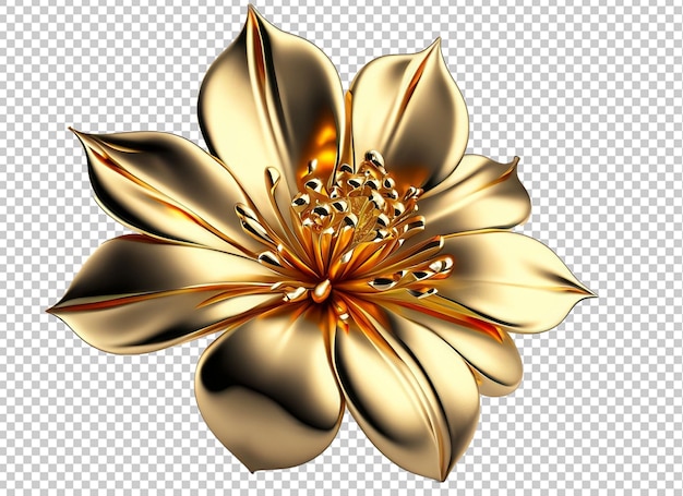 Fleur Métallique Dorée 3d