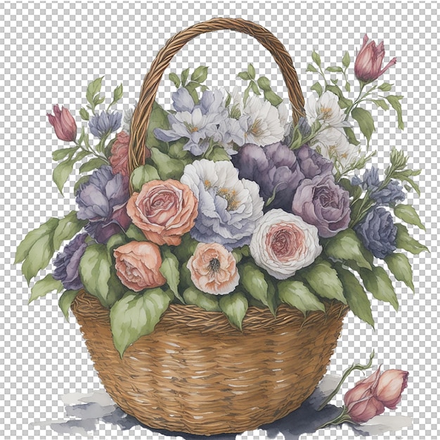 PSD fleur de panier à aquarelle