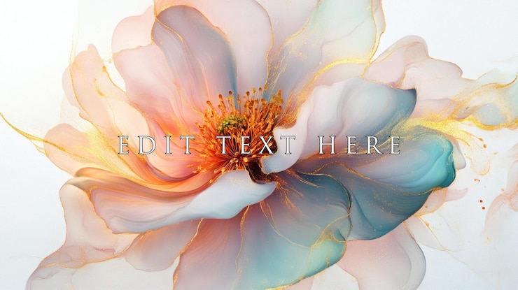 PSD fleur pastel abstraite avec des accents dorés pétales délicats rendu artistique