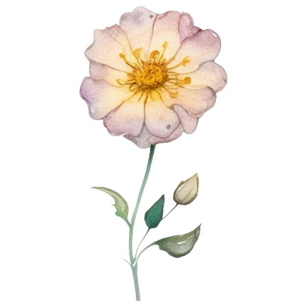 PSD fleur peinte à l'aquarelle éléments de conception de fleurs dessinés à la main isolés sur fond blanc