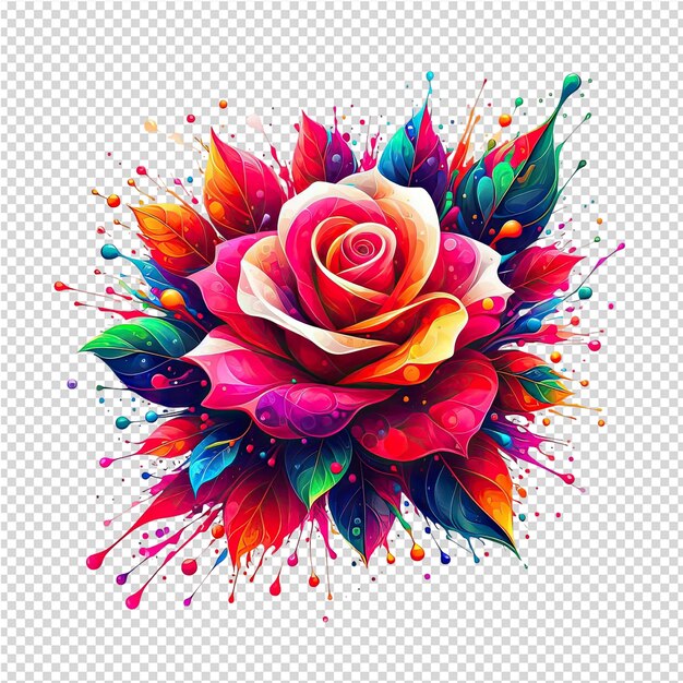 PSD une fleur avec des pétales colorés et une fleur