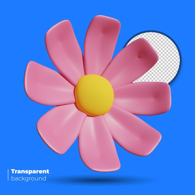 fleur rose en 3D