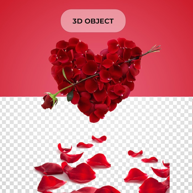 La fleur de rose du cœur Jour de la Saint-Valentin PNG Arrière-plan transparent