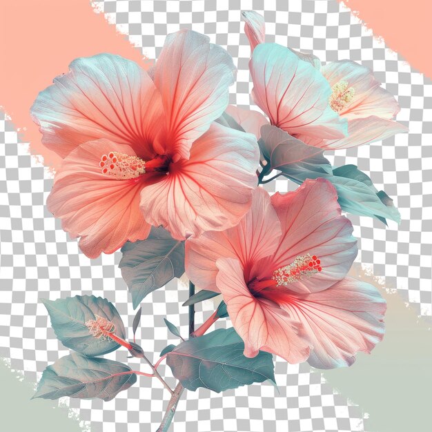 PSD une fleur rose avec le mot hibiscus dessus