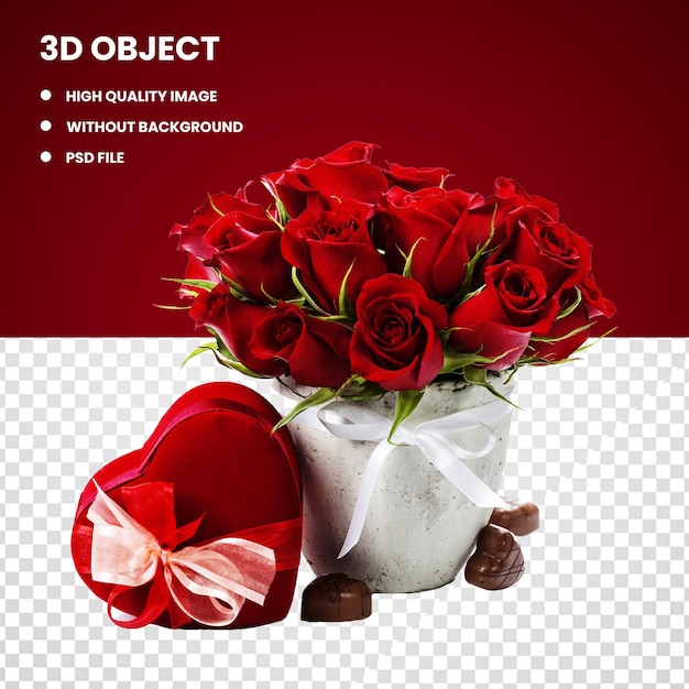 Fleur de rose rouge dans le panier