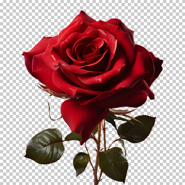 PSD fleur de rose rouge isolée sur un fond transparent