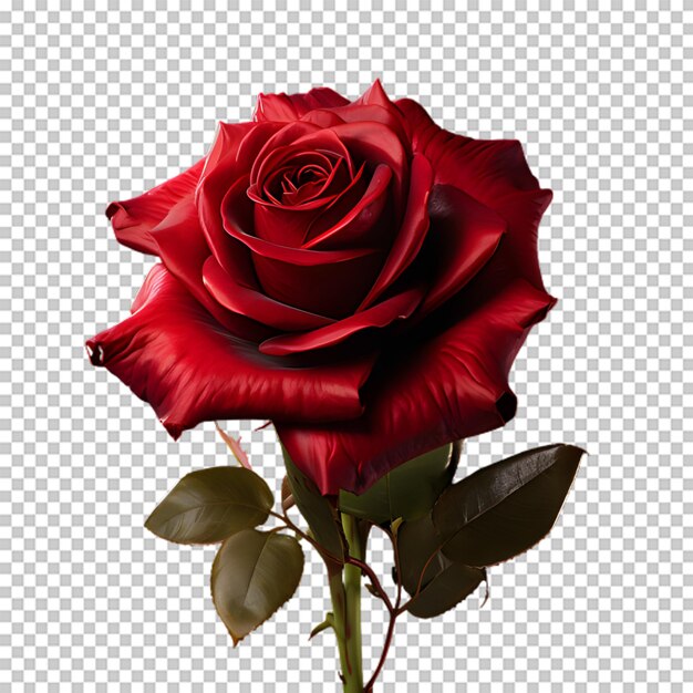 Fleur De Rose Rouge Isolée Sur Un Fond Transparent