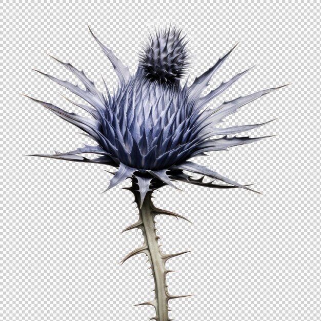 PSD fleur séchée d'eryngium sea holly isolée sur un fond transparent