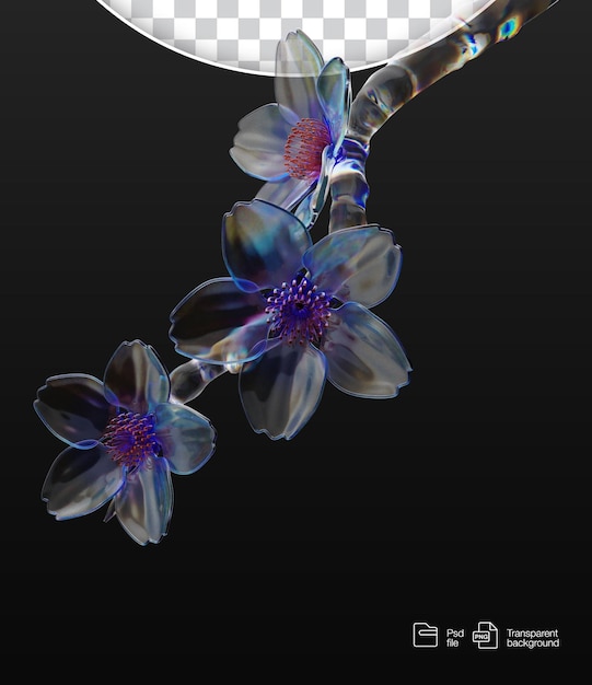 PSD une fleur en verre transparent 3d