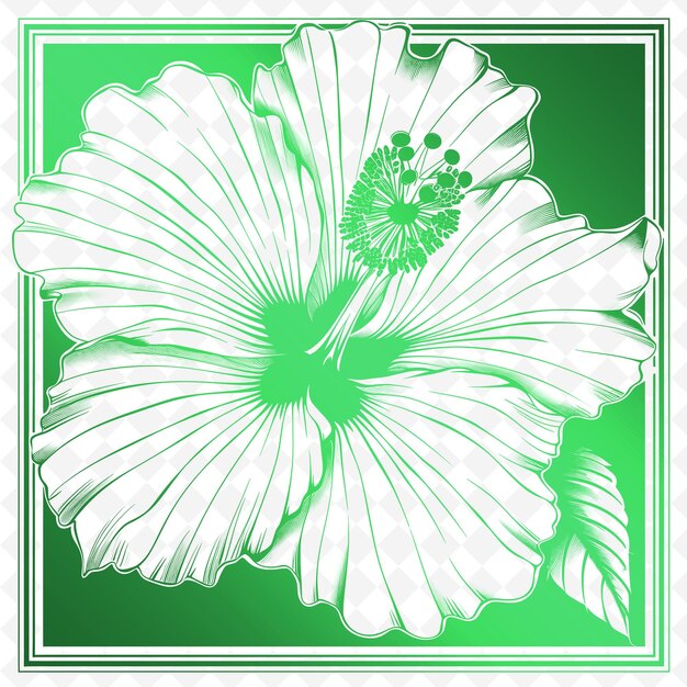 PSD une fleur verte et blanche avec un fond vert