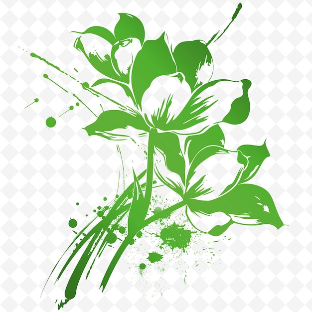 PSD une fleur verte avec des feuilles vertes dessus