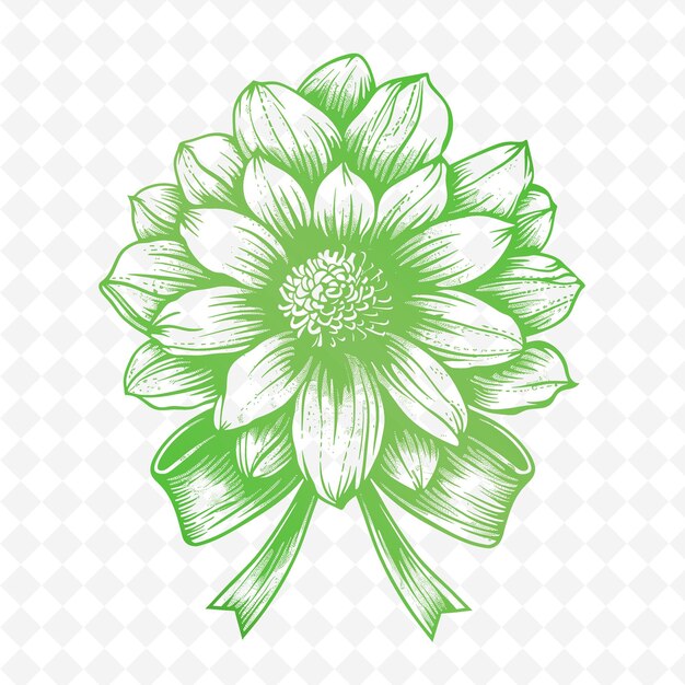 PSD une fleur verte sur un fond blanc avec un motif de feuilles vertes