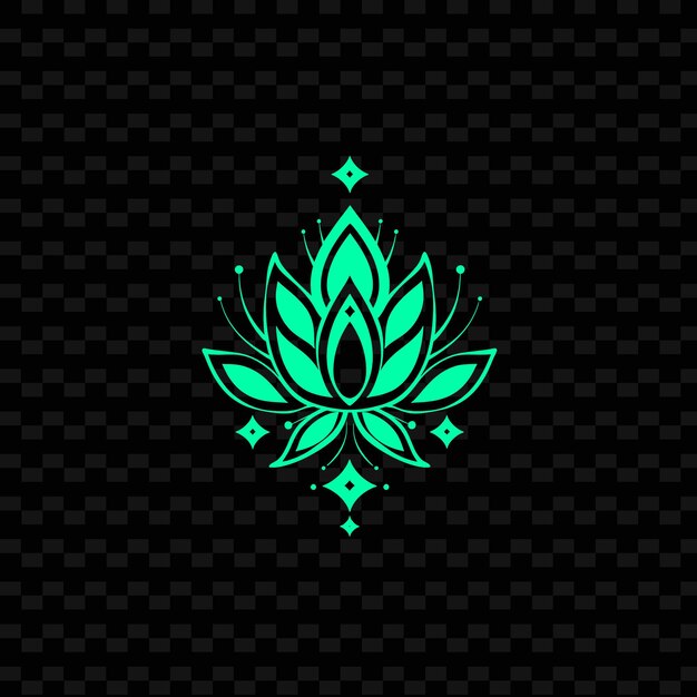 PSD une fleur verte sur un fond noir avec un motif de fleur