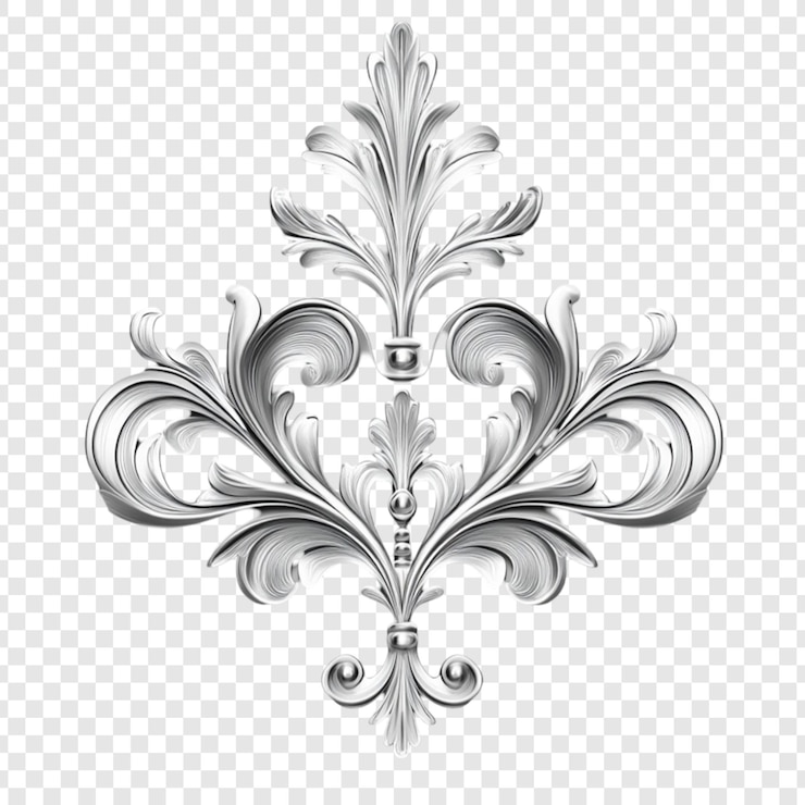 PSD des fleurdelis argentés élégants avec des motifs floraux ornés