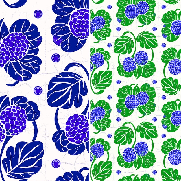 PSD des fleurs en bleu et vert