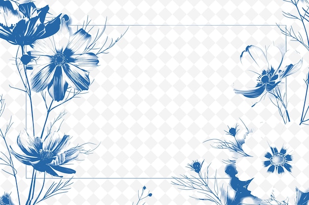 PSD des fleurs bleues sur un fond blanc