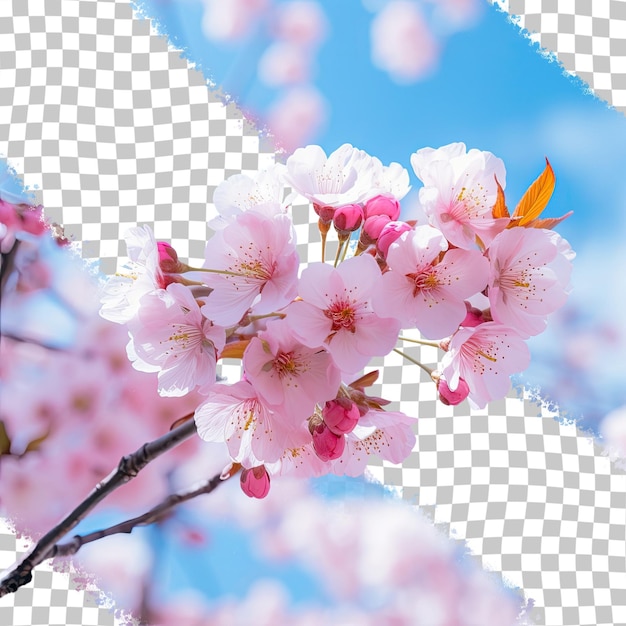 Fleurs De Cerisier Floues Et Ciel Bleu Dans Un Jardin Japonais Pendant La Saison Touristique En Avril Fond Transparent