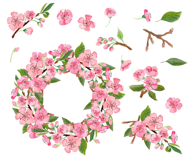 fleurs de cerisier logo de fleurs botaniques PSD