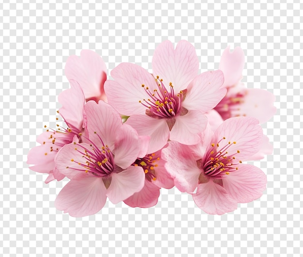 Des fleurs de cerisier roses isolées sur un fond transparent