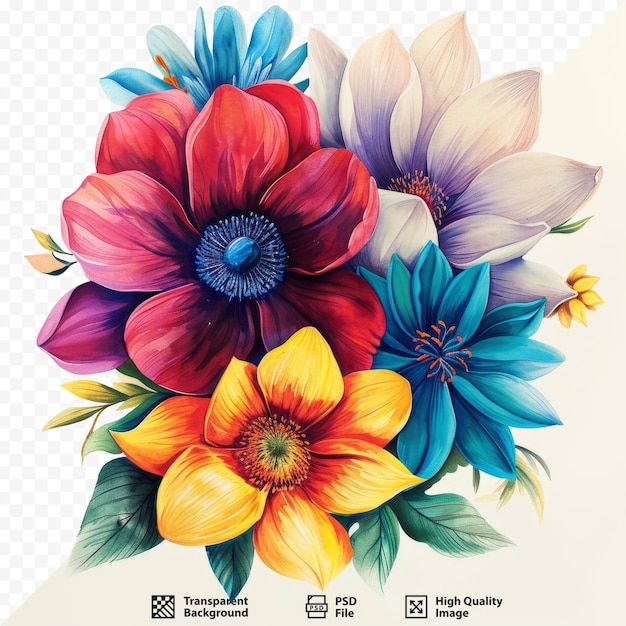 PSD fleurs colorées