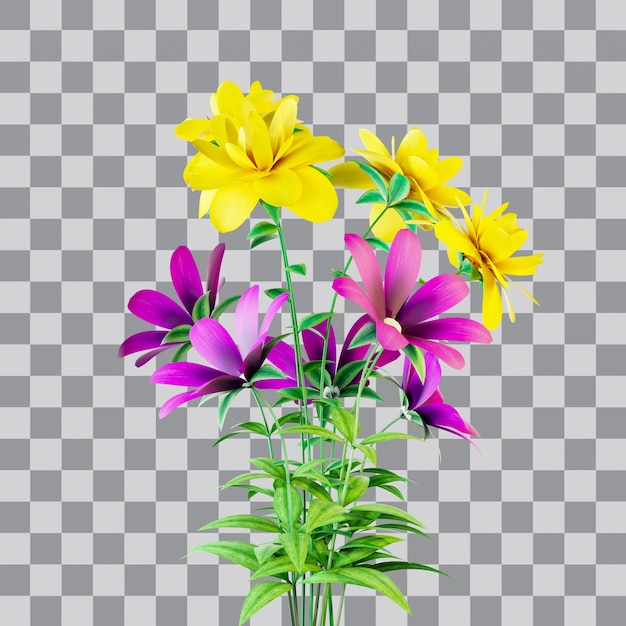 PSD fleurs colorées