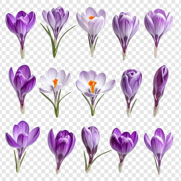 Les fleurs de crocus à différents stades