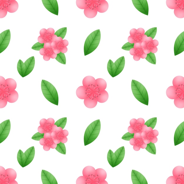 Des fleurs et des feuilles roses qui se répètent