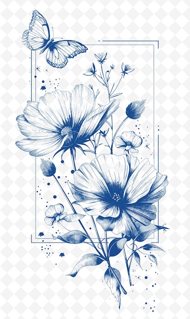 PSD des fleurs sur un fond blanc