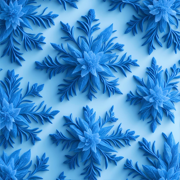 PSD des fleurs de gel et des glaçons sur un fond bleu clair et argenté