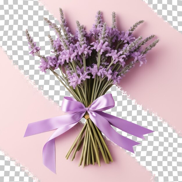 PSD fleurs de lavande isolées avec un arc sur un fond transparent herbes médicinales motif de bouquet floral plaque plate