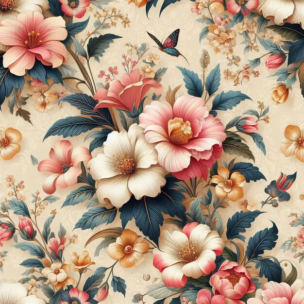 PSD des fleurs magnifiques et colorées, un motif sans couture.