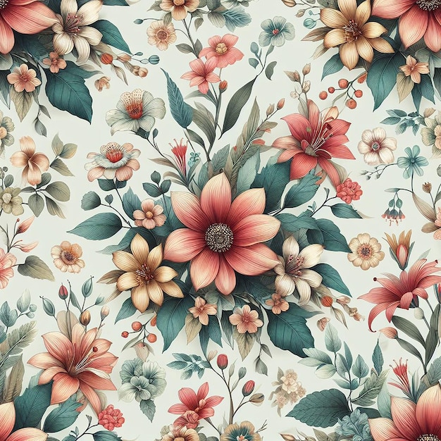 PSD des fleurs magnifiques et colorées, un motif sans couture.